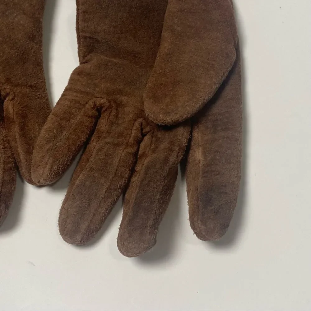 Women's Classic Chic Brown Suede Leather Gloves Size Small